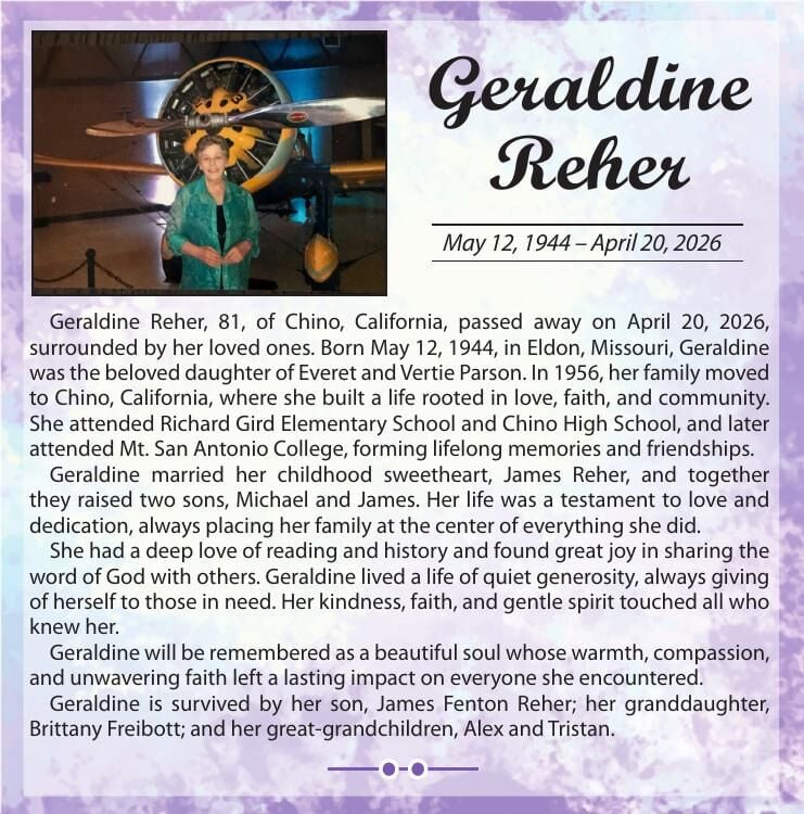 Geraldine Reher | Obituaries | championnewspapers.com