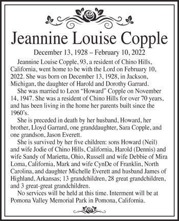 Jeannine Louise Copple