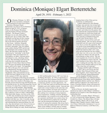 Dominica (Monique) Elgart Berterretche
