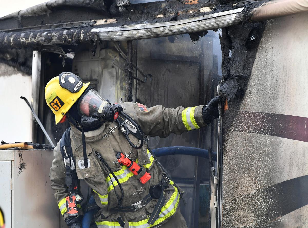 30-foot long trailer at mobile home park in Chino destroyed by fire Monday afternoon