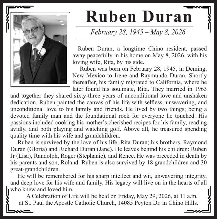 Ruben Duran | Obituaries | championnewspapers.com