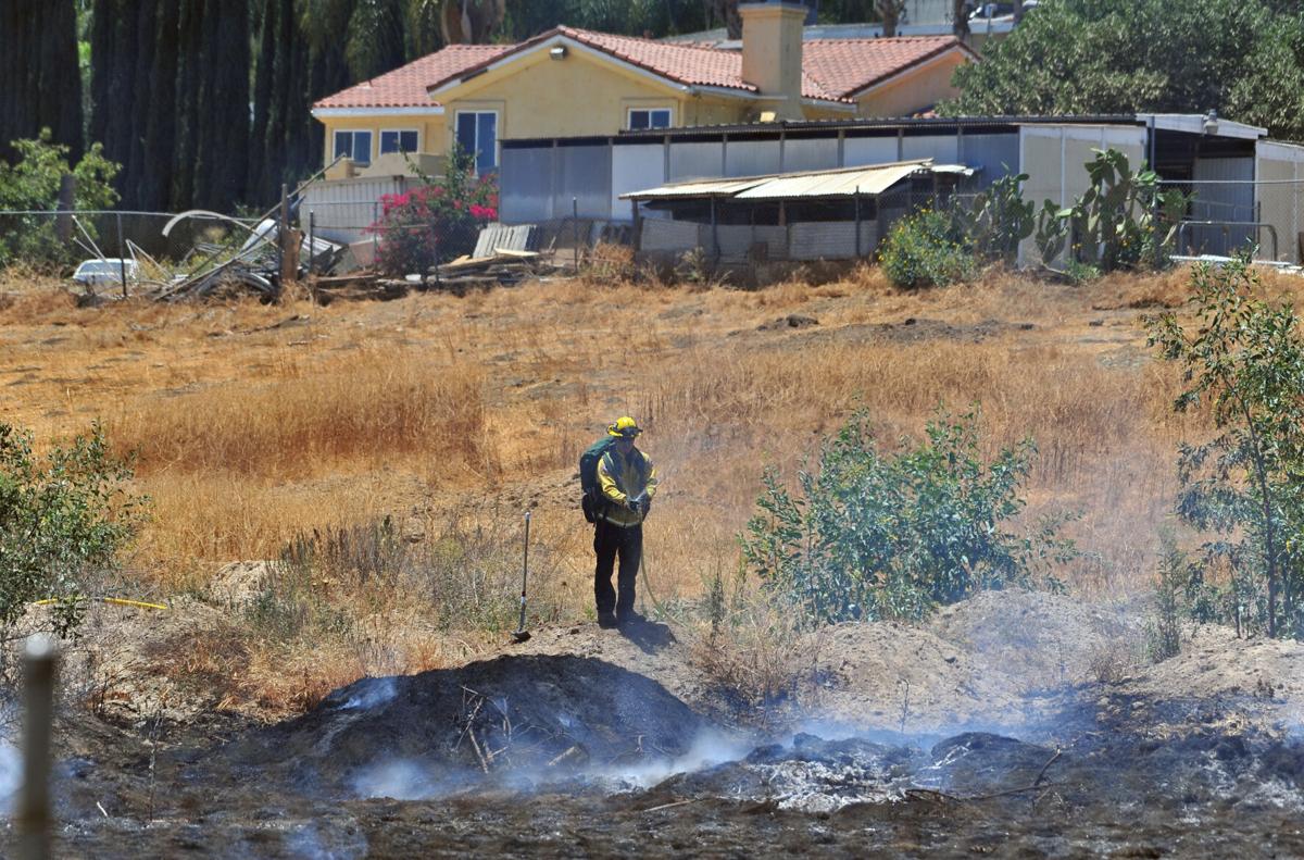 Brush fire scorches half-acre in open field near Riverside Terrace in Chino