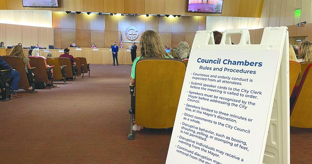 Warning signs posted at Chandler Council Chambers
