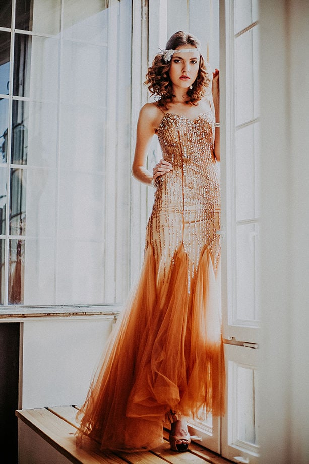 Gatsby attire long store gown