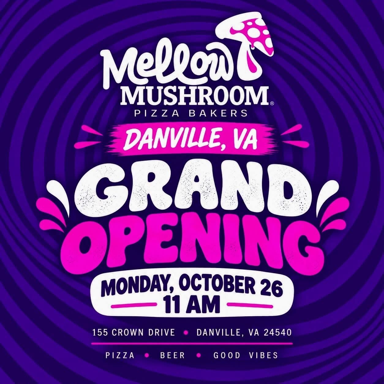 Mellow Mushroom announces Oct. 26 grand opening in Danville