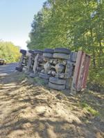 Dump truck overturned on CTH A in Dovre