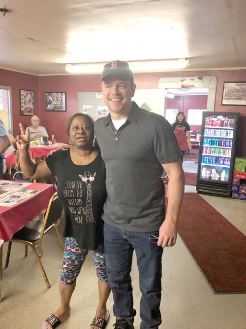 Matt Damon visits Roy's BBQ in Chickasha