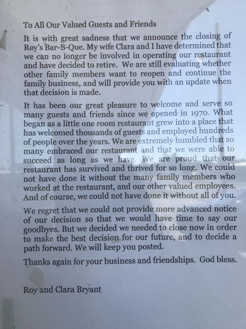 Letter from Roy and Clara Bryant