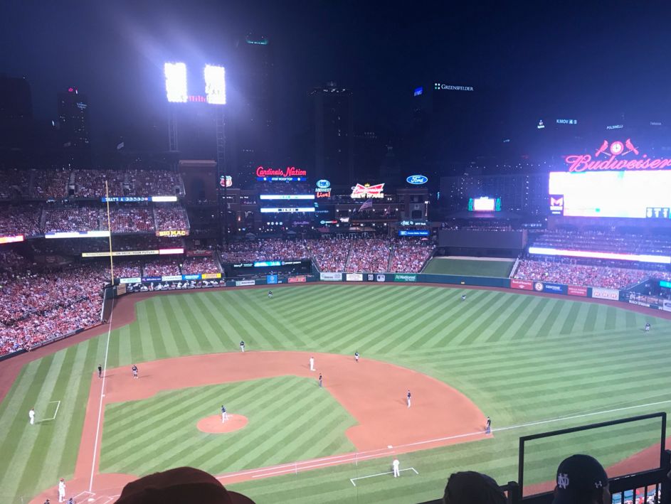 Busch Stadium at night!  St louis cardinals baseball, St louis baseball,  Mlb stadiums