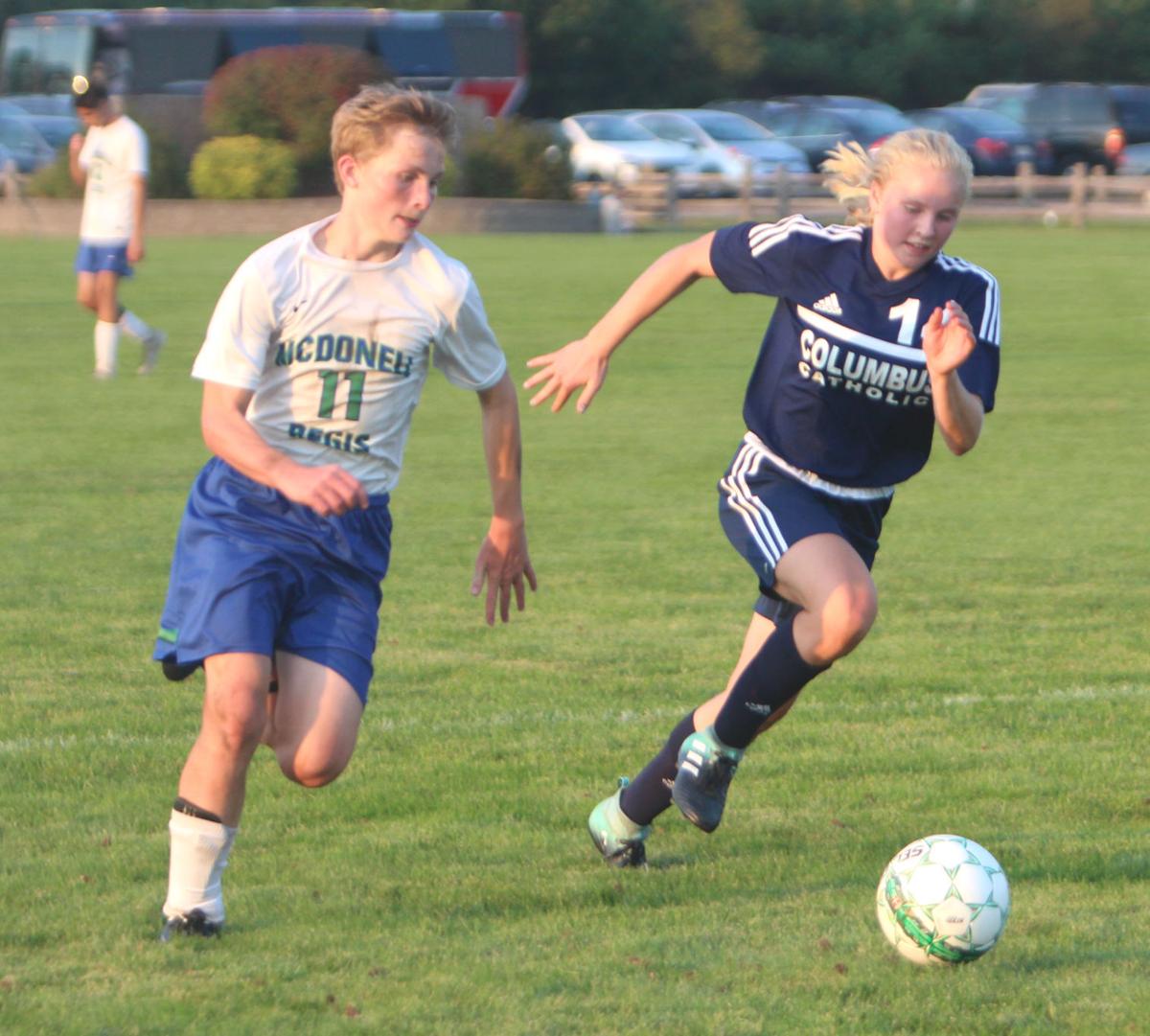 Columbus Catholic at McDonell/Regis boys soccer 9-12-17