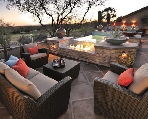 A Pretty Patio Decorated With The Colors Of Summer Sunset Colors Of The Summer Sunset