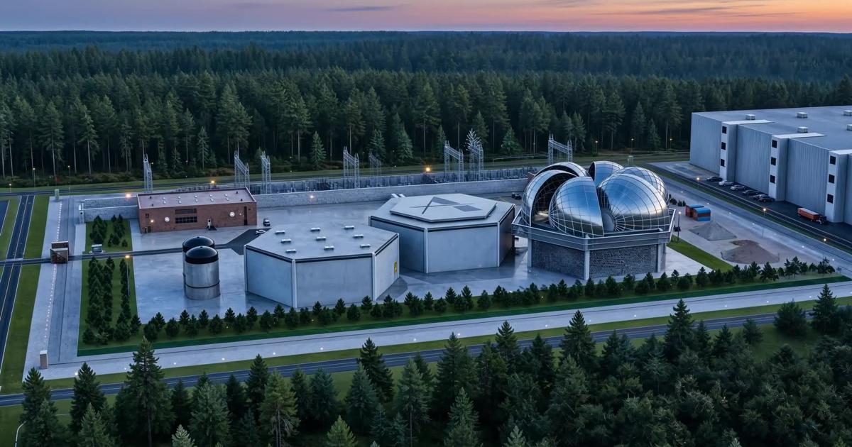Small School Rendering Rendering of a small modular reactor