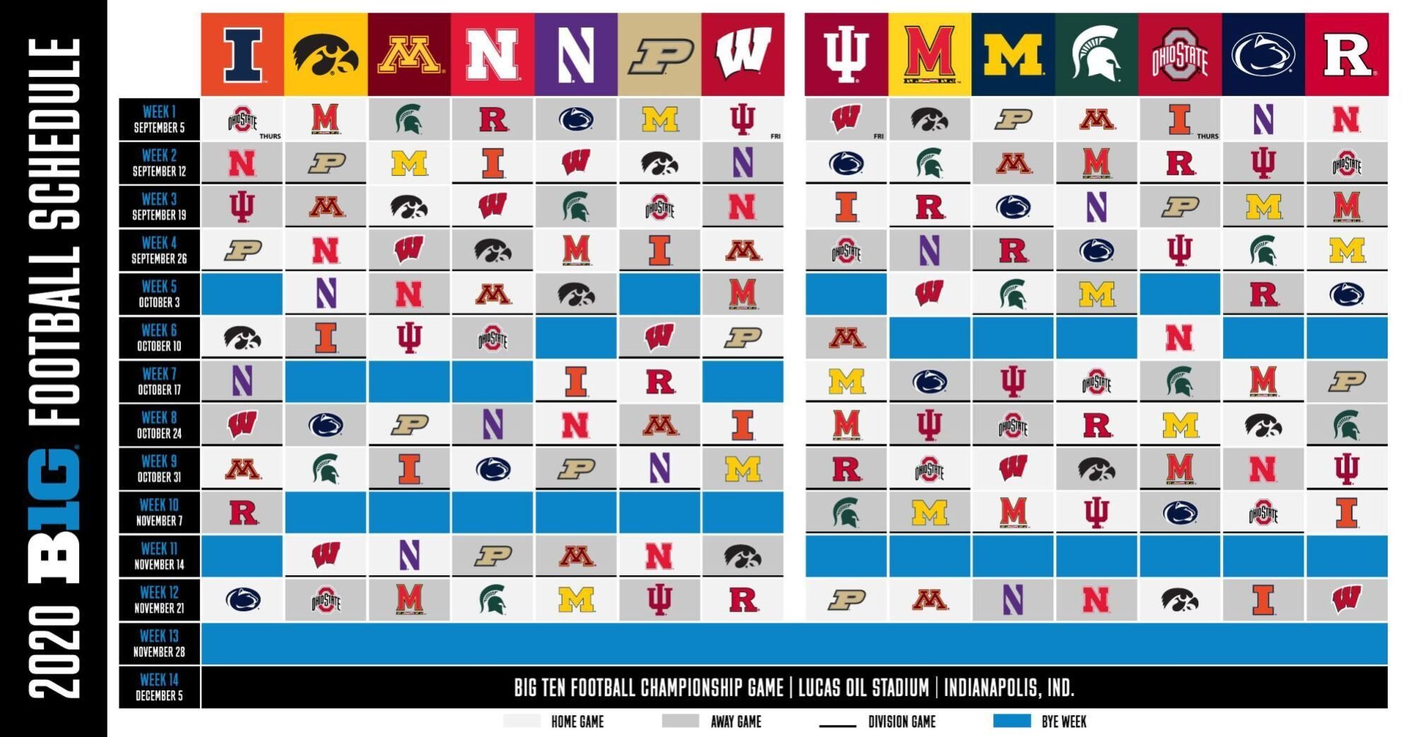 Wisconsin Badgers 2020 Football Schedule Released