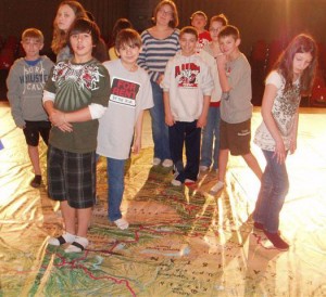 Chippewa Falls Middle Schoolers learn with giant touring map