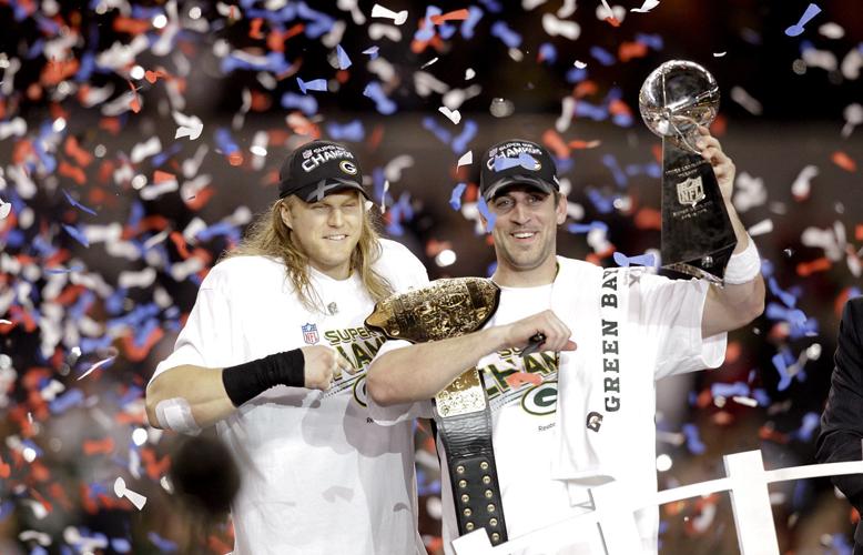 Aaron Rodgers, Clay Matthews, Lombardi Trophy, file photo