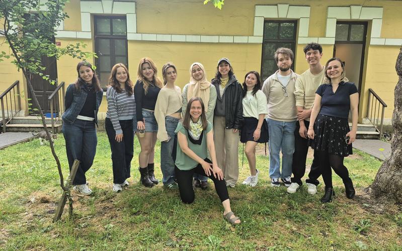 Candice Maier with Turkish students