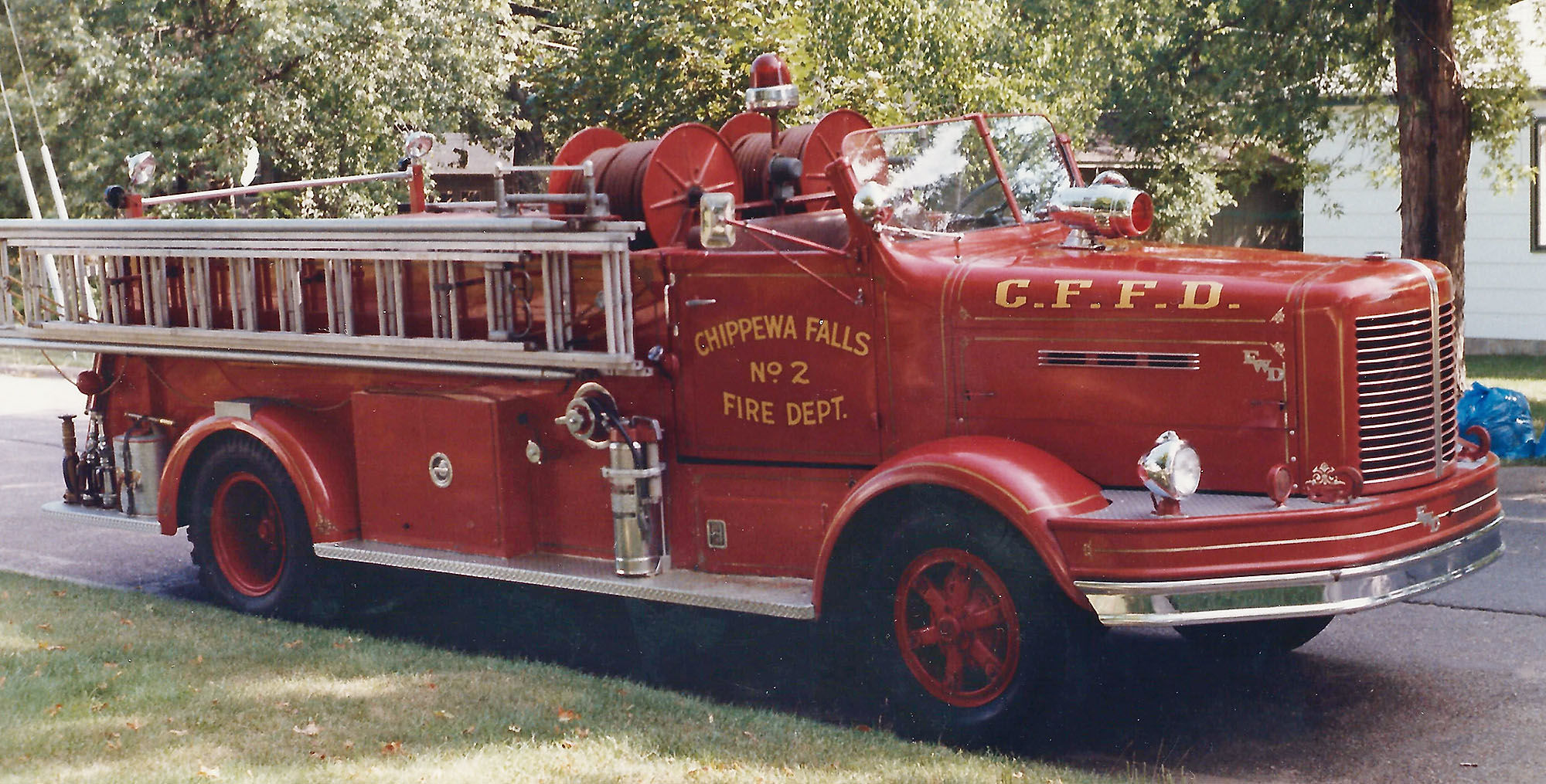 We found it sitting in a field 1954 fire truck to make its