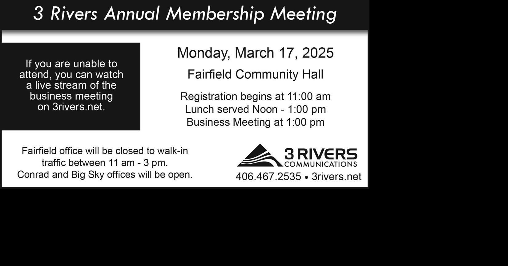 3 Rivers Annual Membership Meeting | Calendar | choteauacantha.com