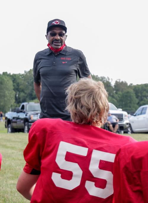 Cornelius Green talks to young athletes