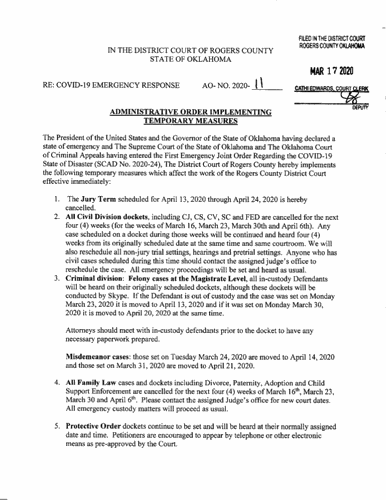 RoCo District Court implements emergency order News