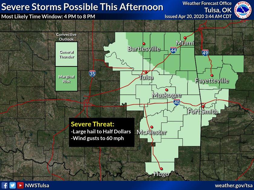 Weather Service Severe storms, hail possible today News