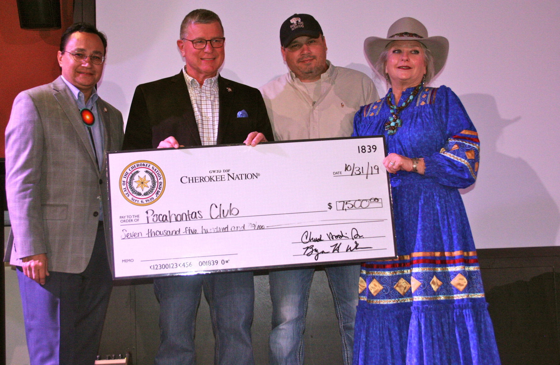 Pocahontas Club receives Cherokee Nation donation