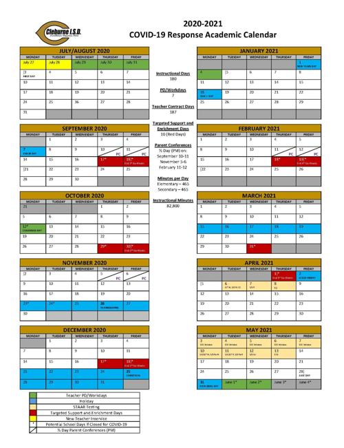 Cleburne County School Calendar