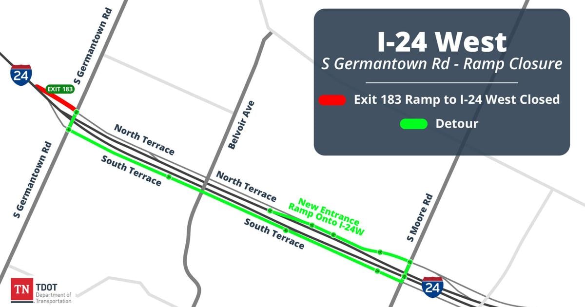 Construction prompts ramp closure on I-24 in Hamilton County