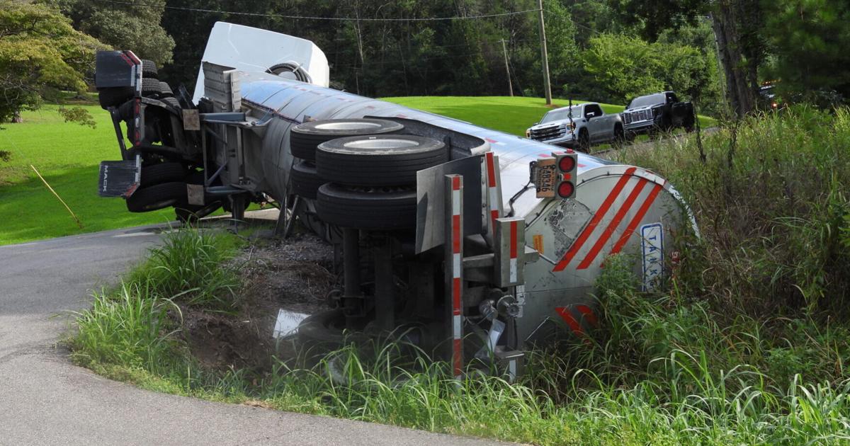 Tanker wreck at Walker Valley Road and North Mouse Creek Road