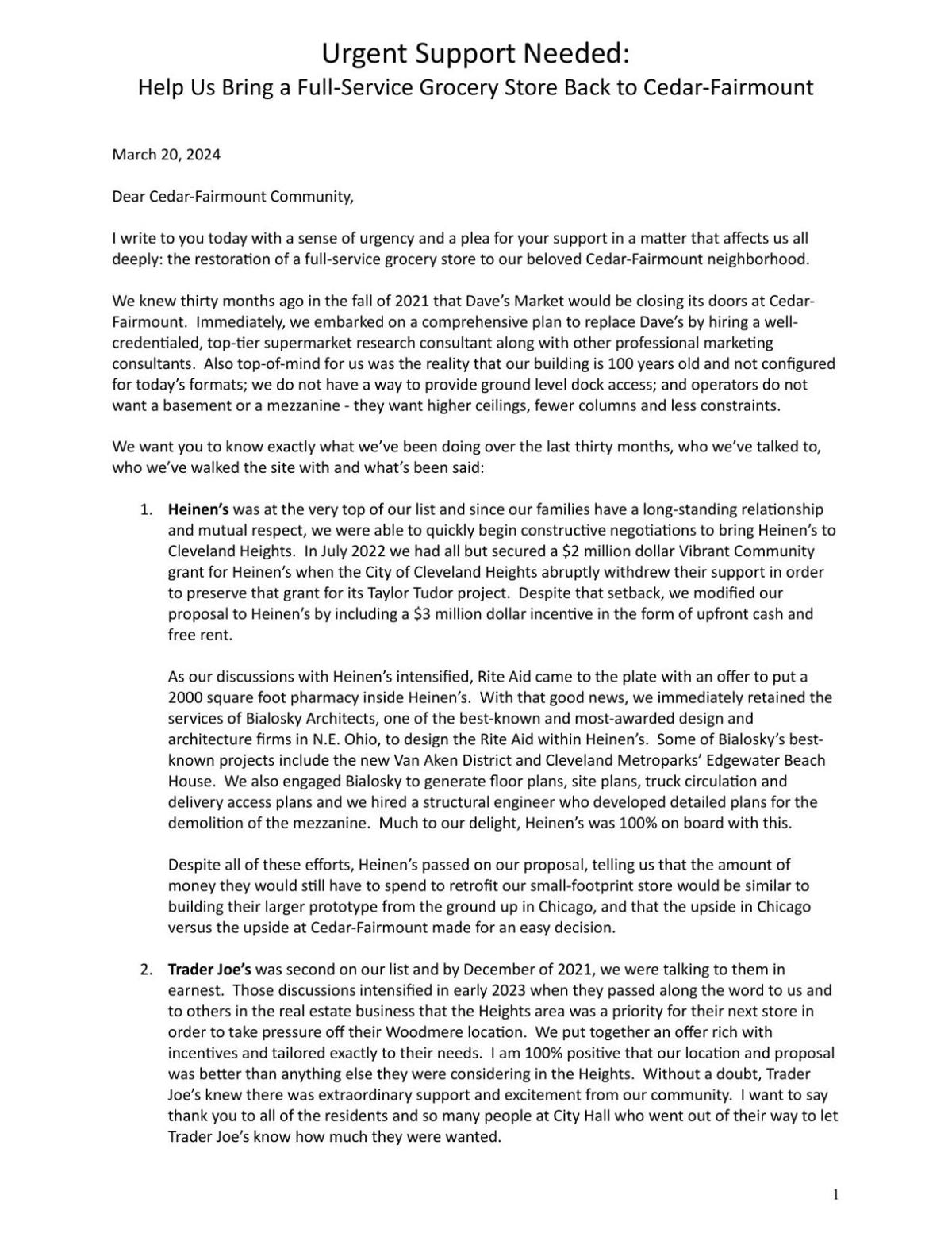 Russo eyes Grocery Outlet for CedarFairmount area Local News