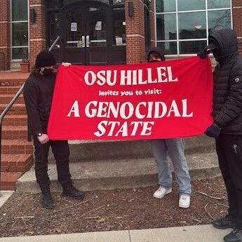 Masked individuals hold banner outside OSU Hillel calling Israel 'genocidal state' | Local News - Vimarsana News