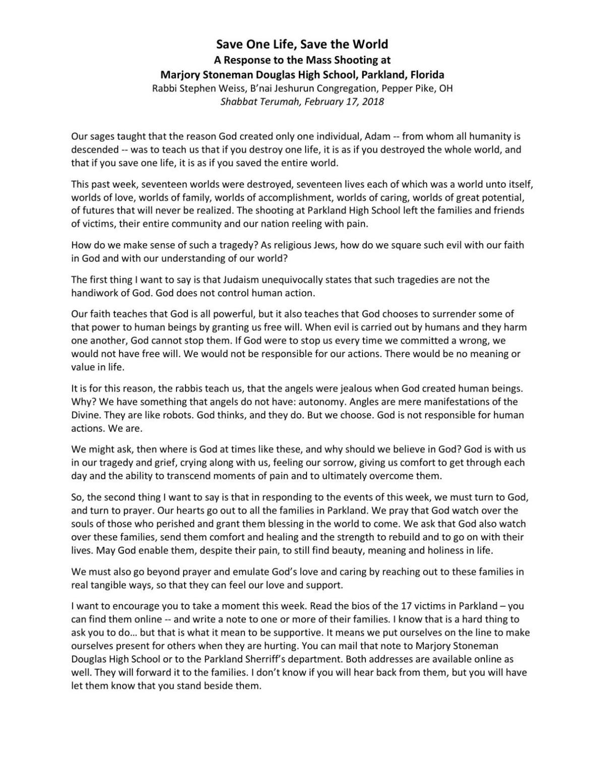 Save One Life Save The World Clevelandjewishnews Com