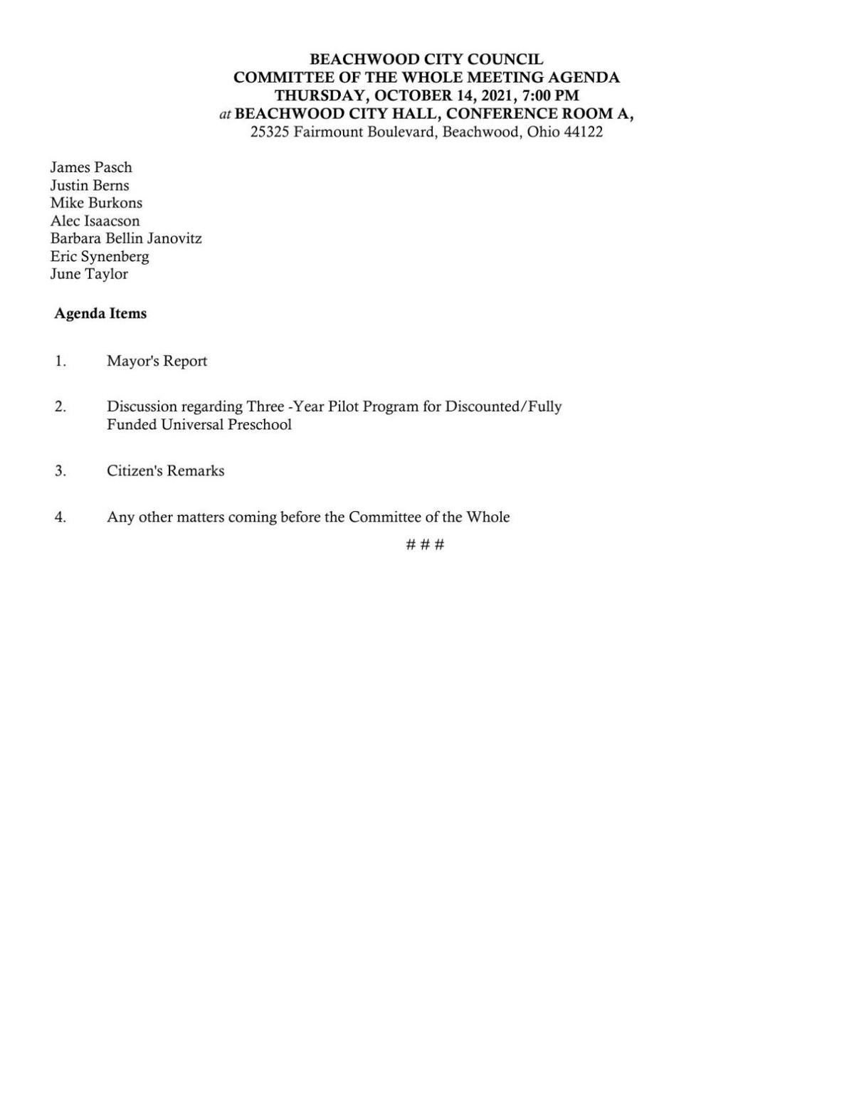 Beachwood to discuss spending 1M to provide free preschool for