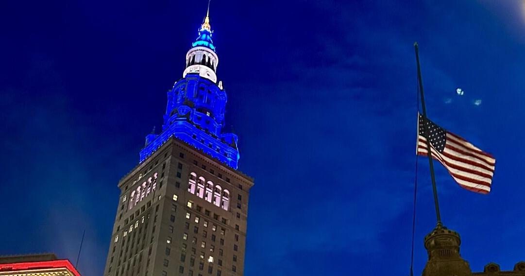 Terminal Tower displays Israel's blue and white for its birthday | Local News - Vimarsana News
