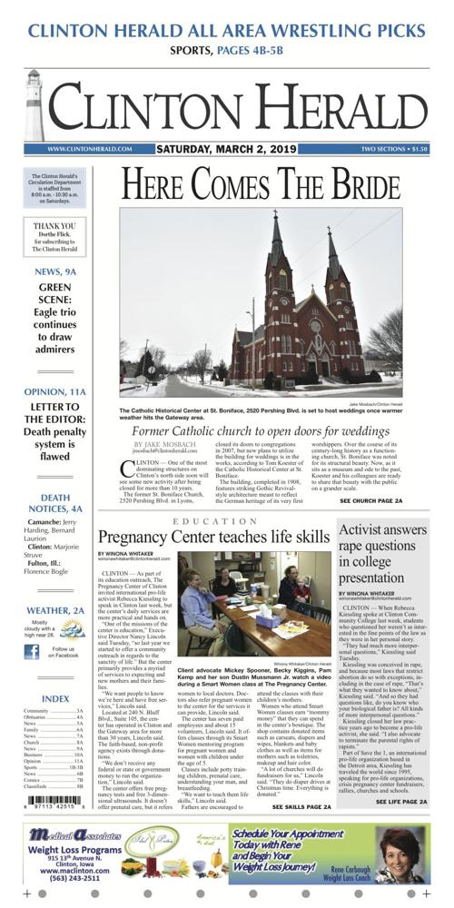 The front page for March 2, 2019