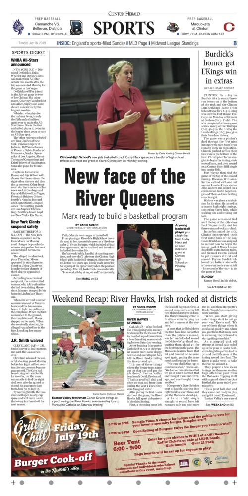 The sports page for July 16, 2019