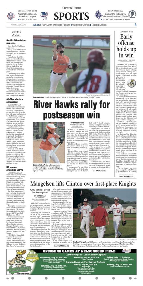 The sports page for July 10, 2019