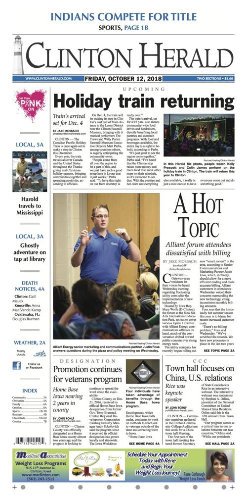 The Front Page for Oct. 12, 2018