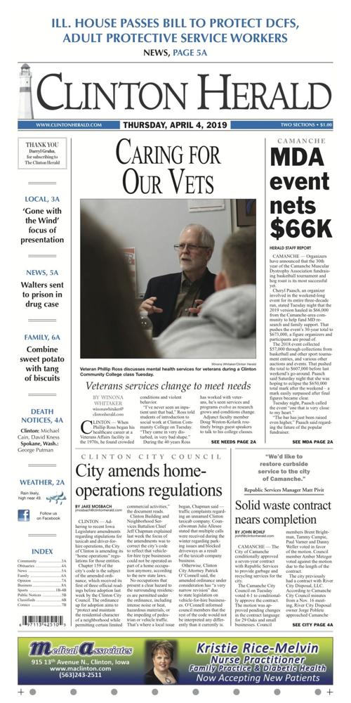 The front page for April 4, 2019