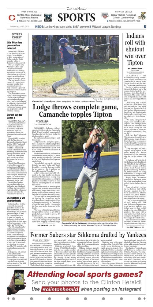 The sports page for June 5, 2019