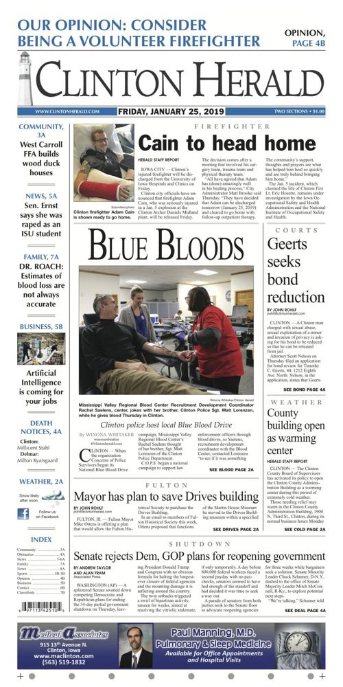 The front page for January 25, 2019
