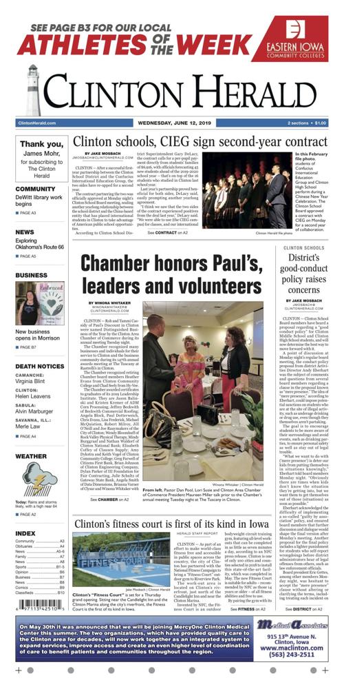 The front page for June 12, 2019