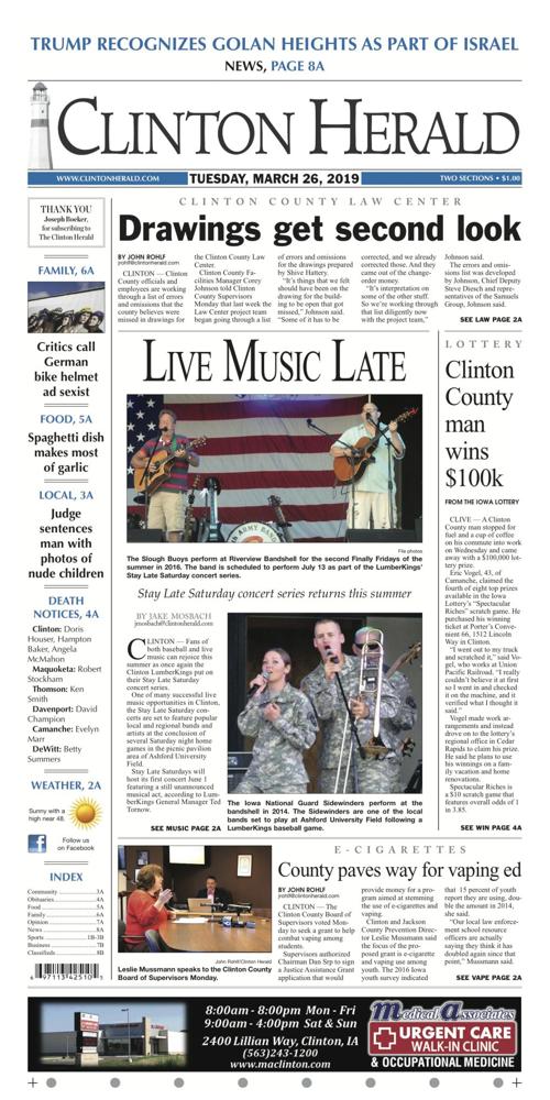 The Front Page For March 26 2019 Clintonherald Com