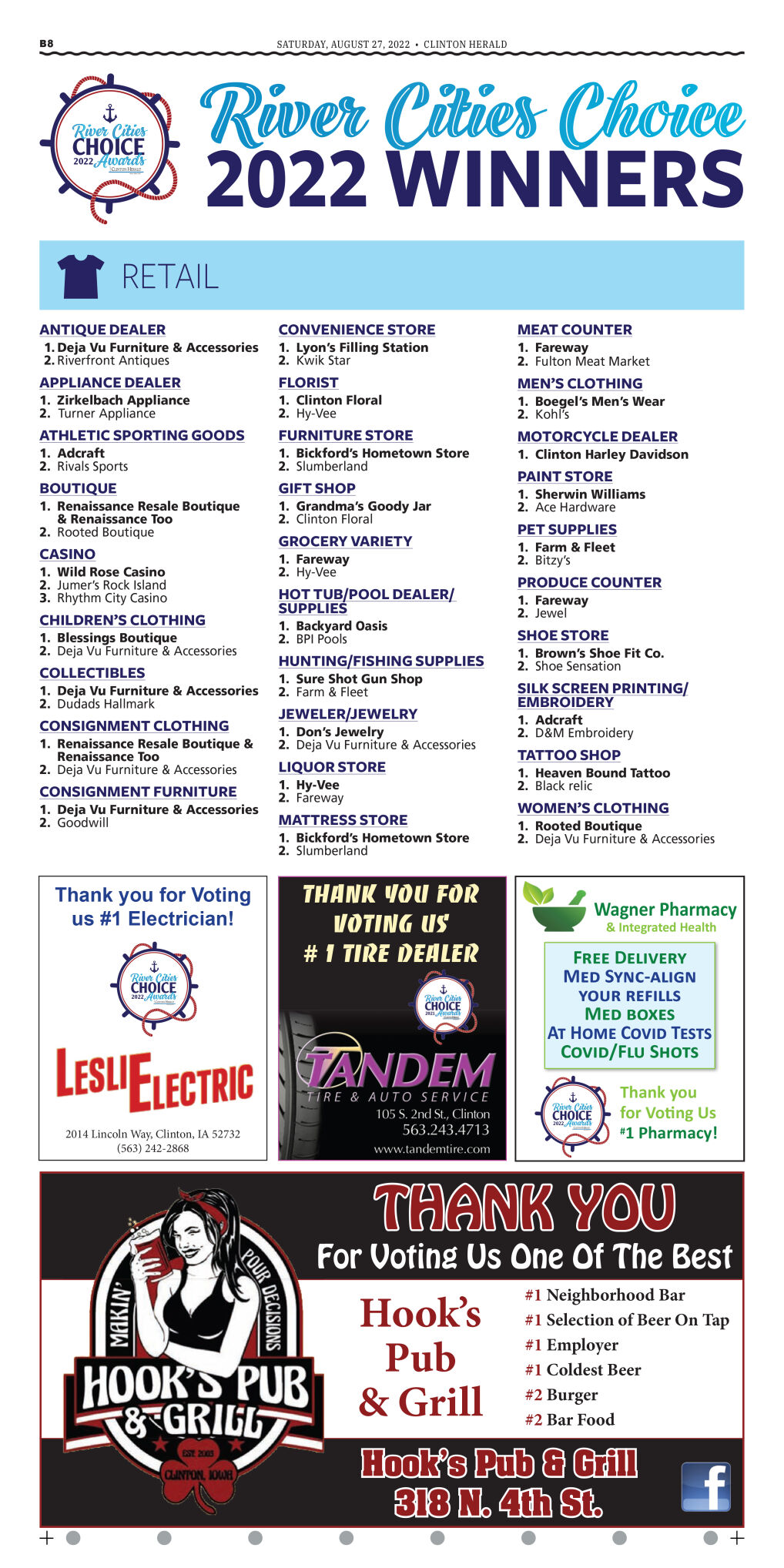 2022 River Cities Choice Awards | Section Fronts | clintonherald.com
