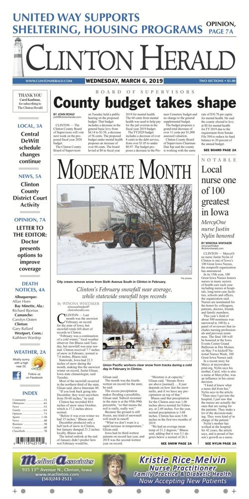The front page for March 6, 2019