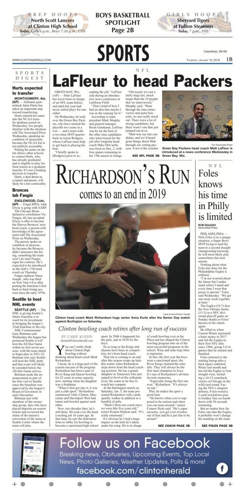 The sports page for January 10, 2019