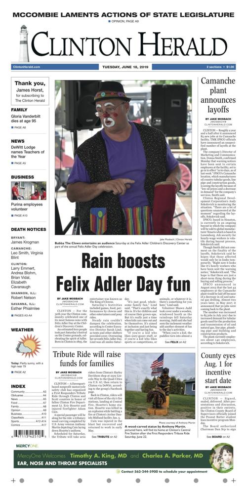 The front page for June 18, 2019
