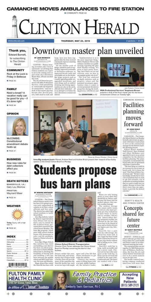 The front page for May 23, 2019