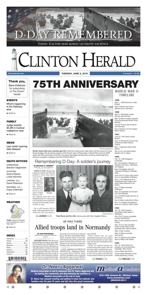 The front page for June 4, 2019