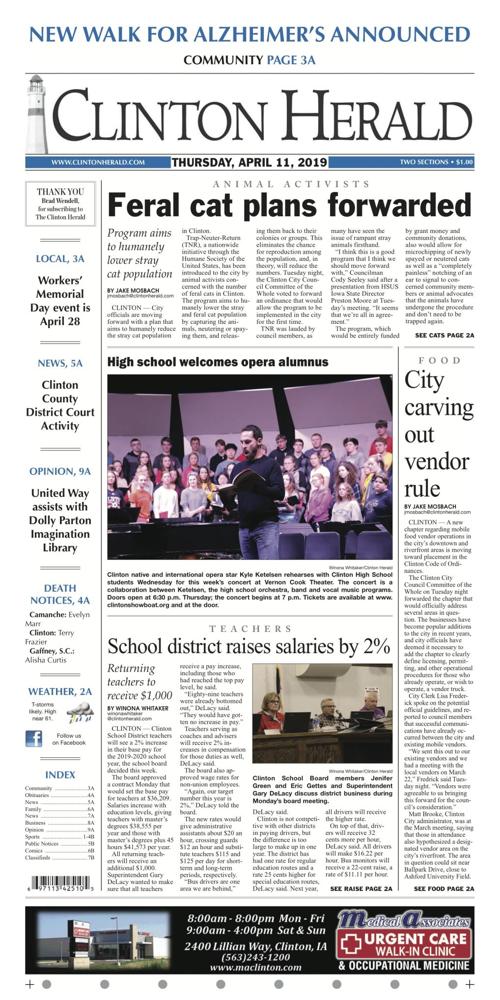 The front page for April 11, 2019